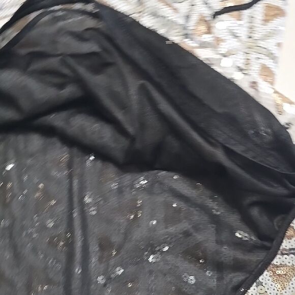 Bebe Sequin Gray and White Tank Top with Black Accents small - Picture 5 of 7